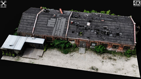 ww2 old factory ruins destroyed roof drone photogrammetry