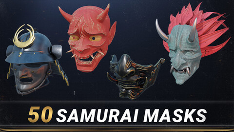 50 Samurai Masks - Basemesh