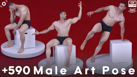 +590 Male Art Pose Reference Pictures - Vol 01