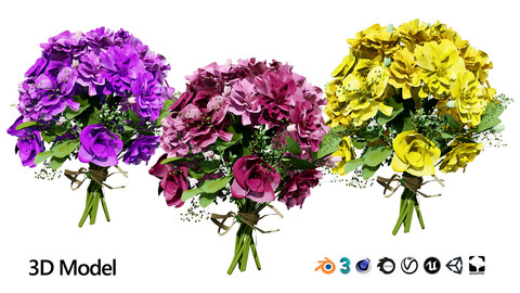 Vibrant Flower Bouquet 3D Model with free tutorial