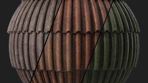 Roof Tile Materials 121- Concrete Roofing | Sbsar Seamless, Pbr, 4k