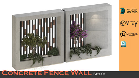 Concrete Fence Wall 01