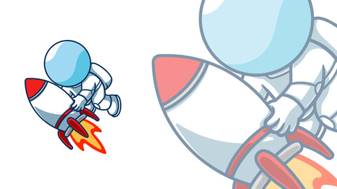 cute astronaut on a rocket