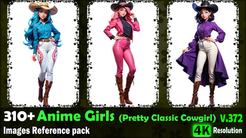 310+ Anime Girls (Pretty Classic Cowgirl) Images Reference Pack - 4K Resolution - V.372