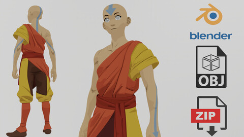 Aang Avatar The Last Airbender Lowpoly Rigged