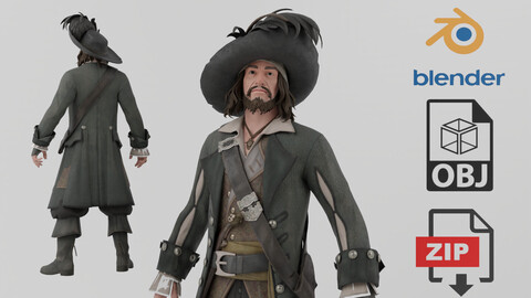 Captain Barbosa Lowpoly RIgged