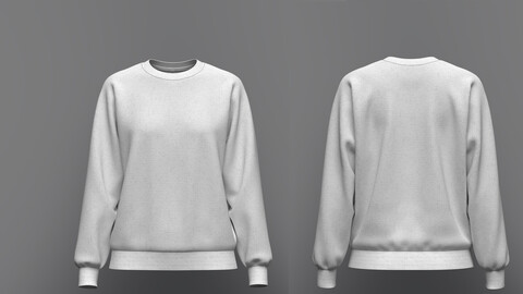 Women Loose fit Raglan Sweatshirt 3D Model