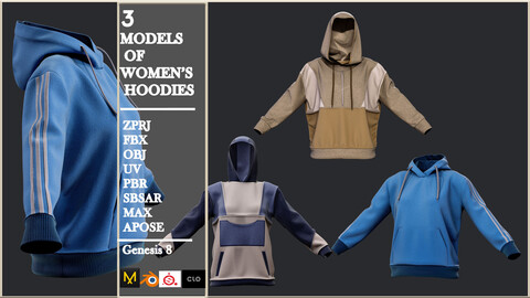 3 Models of women’s hoodies