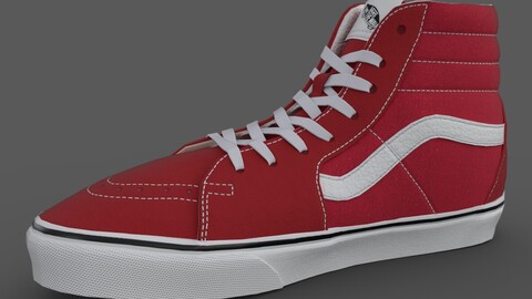 VANS182 Sk8 Hi Racing Red True Low-poly