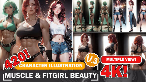 420 Muscle and Fit girl Character Inspirations Art Design Reference and Character References V3 4K