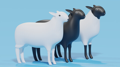 Cartoon Cute Sheep 3D model