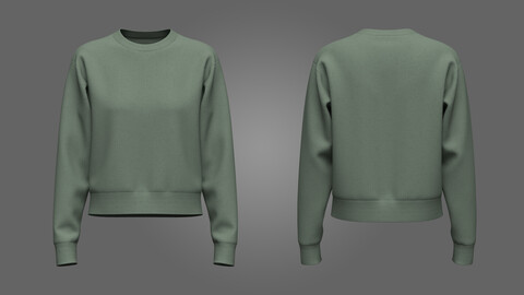 Female Cropped Sweater_3D Model