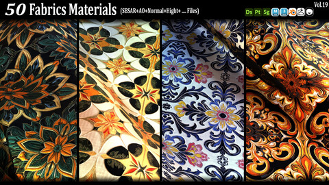 50 Fabric Materials (SBSAR+AO+NRM+Hight+...) Vol19