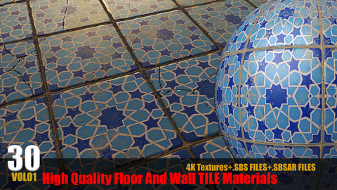 Tiles Materials-30 Various Tile Materials with High Details VOL 01