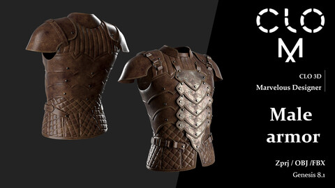 Male armor / Marvelous Designer/Clo3D project file + OBJ, FBX