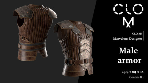 Male armor / Marvelous Designer/Clo3D project file + OBJ, FBX