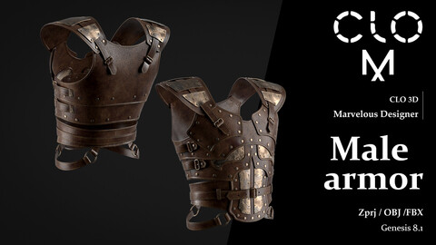 Male armor / Marvelous Designer/Clo3D project file + OBJ, FBX