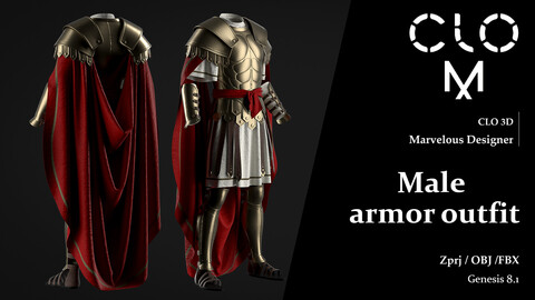 Male greek armor outfit / Marvelous Designer/Clo3D project file + OBJ, FBX