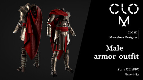 Male greek armor outfit / Marvelous Designer/Clo3D project file + OBJ, FBX