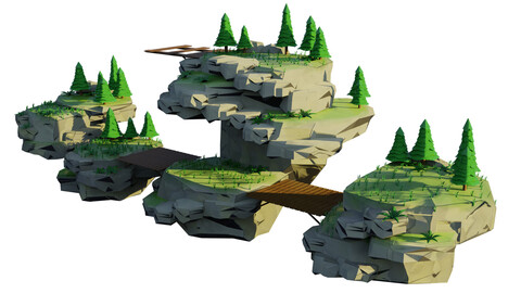 Low-Poly Game Island Environment