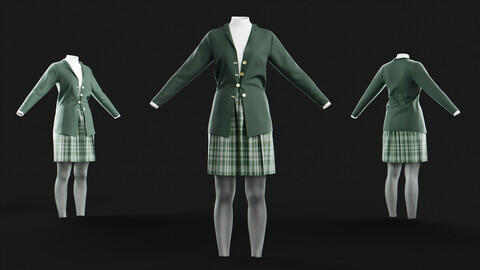 Japanese Uniform - Marvelous Designer - FBX OBJ ZPRJ BLEND