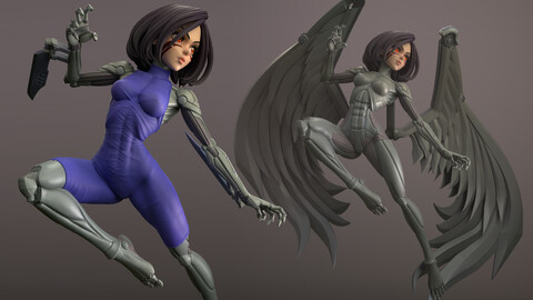 Battle Angel Alita, 3D Print STL, Render Images/Videos, Marmoset Viewer Files