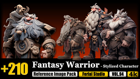 210 Fantasy Warrior - Stylized Character Reference Image Pack v.94 |4K|