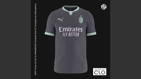 Puma 24-25 ULTRAWEAVE Football Shirt 8 Template for CLO 3D & Marvelous Designer