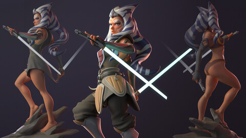 Ahsoka Tano, 3D Print STL, Render Images/Videos, Marmoset Viewer Files