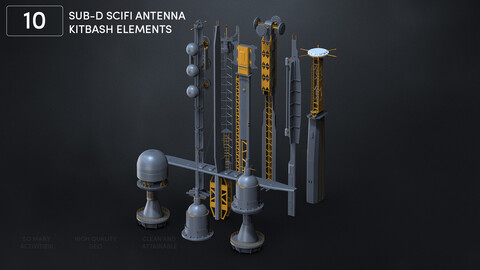 10 Hard Surface SUBD Scifi Radio Antennas Vol 2