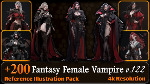 200 Fantasy Female Vampire Reference Pack | 4K | v.122