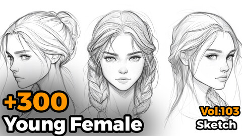 +300 Young Female Sketch Reference(4k)