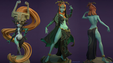 True Midna, Imp Midna, 3D Print STL, Render Images/Videos, Marmoset Viewer Files