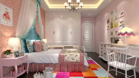 European children's room 3d Model