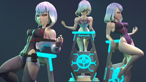 Lucy, Cyberpunk Edgerunners, 3D Print STL, Render Images/Videos, Marmoset Viewer Files