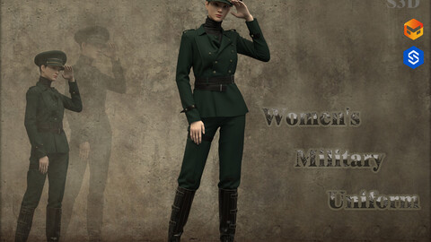 Military Uniform_Female_high detailed__Marvelous designer(Clo3d) project