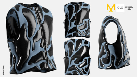 Streetwear Vest #027 - Clo 3D / Marvelous Designer + FBX / DIGITAL FASHION / HYPEBEAST / FUTURE FASHION