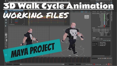 3D Walk Cycle Animation. Maya Project Files