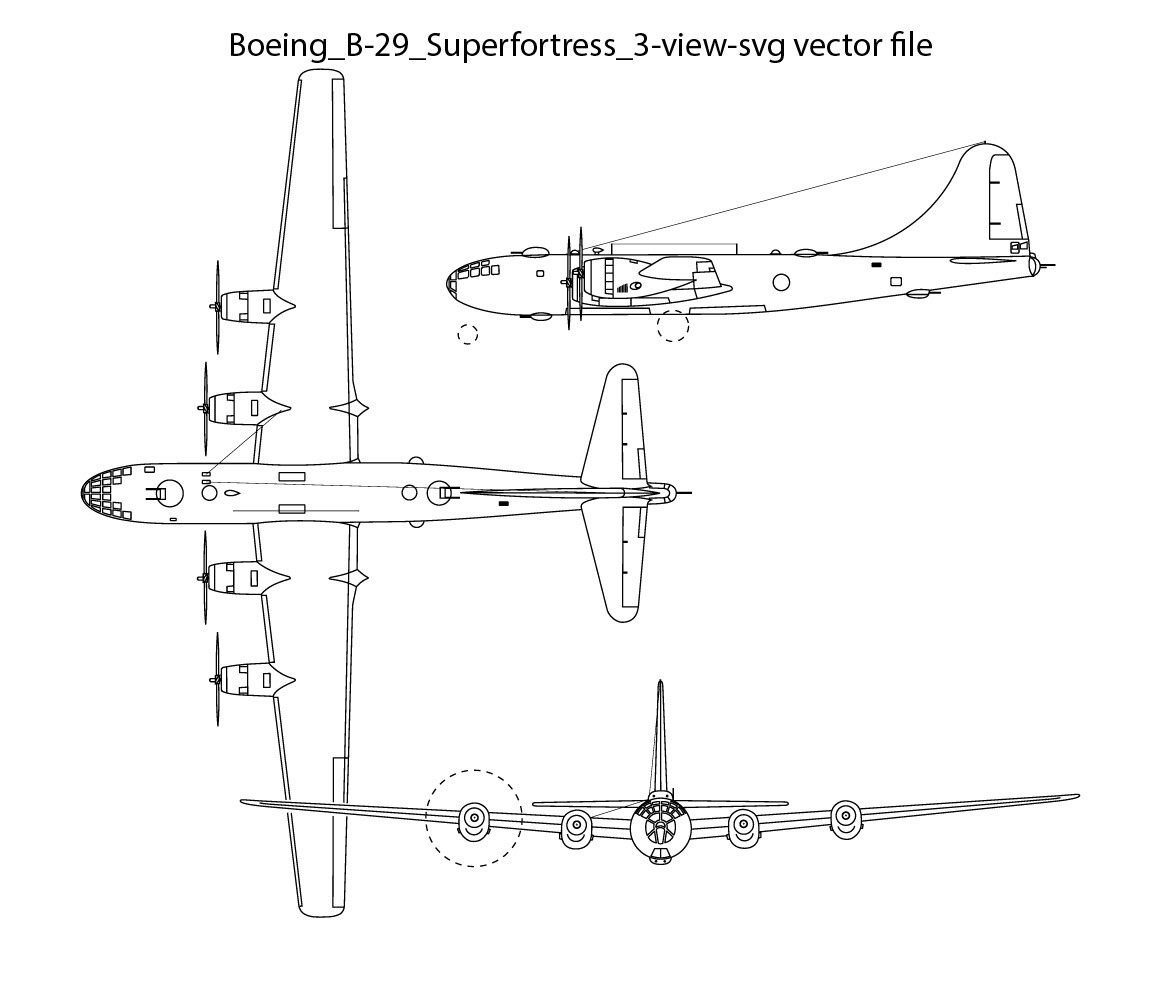 ArtStation - Boeing B 47A Stratojet 3 View line art svg vector file ...