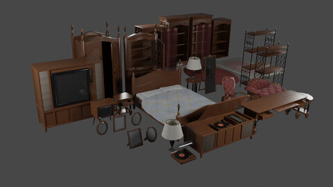 Antique Furniture Asset Pack: FBX + OBJ