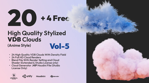 20 High Quality Stylized VDB Clouds Vol-5