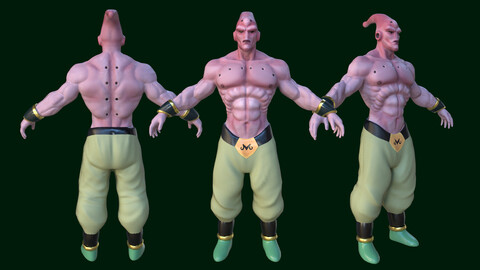 High-Resolution Majin Buu 3D Model with Textures