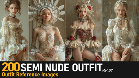 Semi-Nude Outfit VOL.04|4K Reference Images