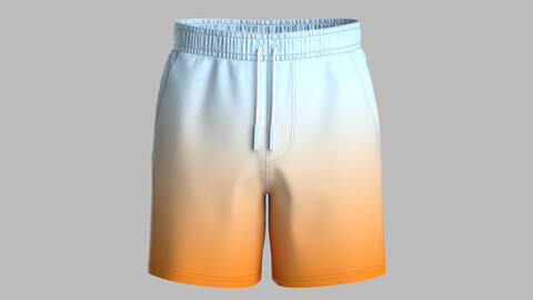 Mens Ombre effect shorts orange and sky blue