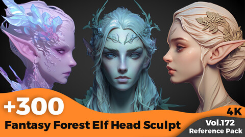 +300 Fantasy Forest Elf Head Sculpt(4k)