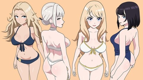 Summer Collection: 4 Anime Bikini 3D Characters