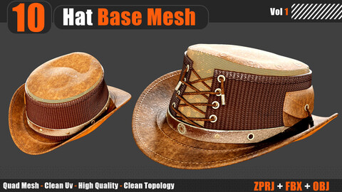 10 Hat Base Mesh (Zprj+Obj+Fbx)