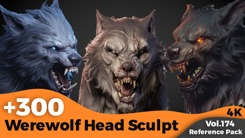 +300 Werewolf Head Sculpt(4k)