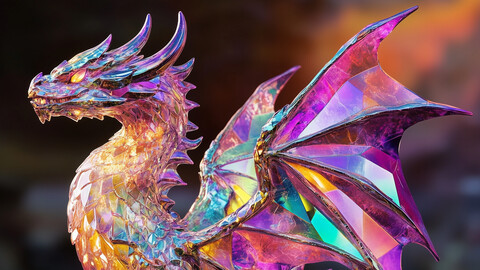 Crystal Dragon Statue