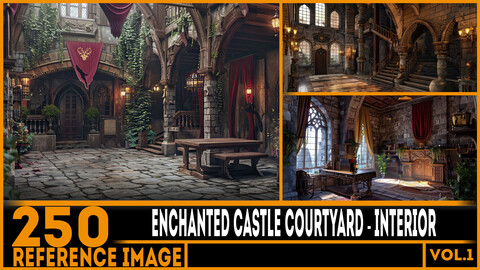 250 ART - Enchanted Castle Courtyard Interior - Reference 6K Package vol.1